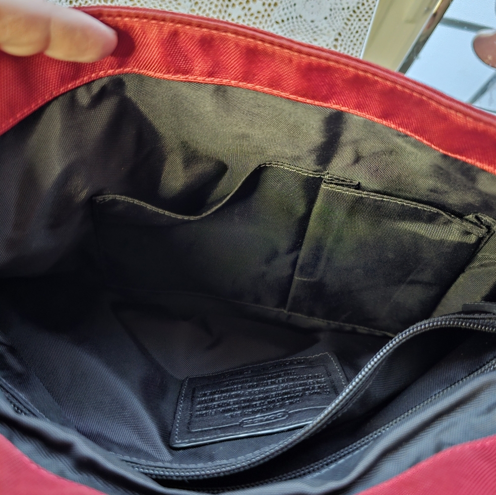Mens/Women's Coach Messenger Bag, BURNT RED COLOR NYLON, Not Bright Red - Picture 11 of 16